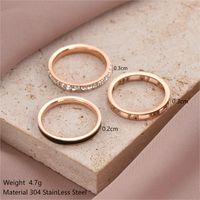 304 Stainless Steel 14K Gold Plated Rose Gold Plated IG Style Roman Style Shiny Enamel Plating Inlay Solid Color Roman Numeral Zircon Rings sku image 3