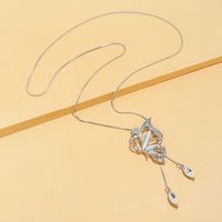 Elegant Butterfly Alloy Copper Plating Inlay Artificial Crystal Artificial Rhinestones Opal Women's Sweater Chain main image 4