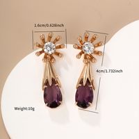 1 Pair Glam Xuping Shiny Water Droplets Flower Plating Inlay Alloy Copper Alloy Artificial Gemstones 18k Gold Plated Drop Earrings main image 4
