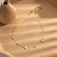 Retro Simple Style Heart Shape Stainless Steel Plating 18k Gold Plated Bracelets Earrings Necklace main image 8