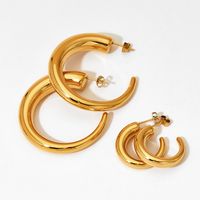 1 Pair Elegant Simple Style Classic Style C Shape Polishing Plating 304 Stainless Steel 16K Gold Plated White Gold Plated Gold Plated Ear Studs main image 10