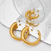 1 Pair Elegant Simple Style Classic Style C Shape Polishing Plating 304 Stainless Steel 16K Gold Plated White Gold Plated Gold Plated Ear Studs main image 6