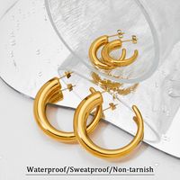 1 Pair Elegant Simple Style Classic Style C Shape Polishing Plating 304 Stainless Steel 16K Gold Plated White Gold Plated Gold Plated Ear Studs main image 7
