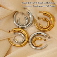 1 Pair Elegant Simple Style Classic Style C Shape Polishing Plating 304 Stainless Steel 16K Gold Plated White Gold Plated Gold Plated Ear Studs main image 8