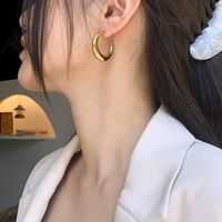 1 Pair Elegant Simple Style Classic Style C Shape Polishing Plating 304 Stainless Steel 16K Gold Plated White Gold Plated Gold Plated Ear Studs main image 4