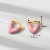 Sweet Simple Style Heart Shape Stainless Steel Plating Inlay Shell Zircon 18k Gold Plated Earrings Necklace sku image 7