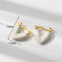 Sweet Simple Style Heart Shape Stainless Steel Plating Inlay Shell Zircon 18k Gold Plated Earrings Necklace sku image 8