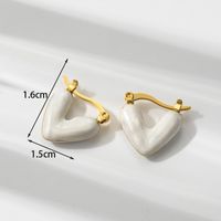 Sweet Simple Style Heart Shape Stainless Steel Plating Inlay Shell Zircon 18k Gold Plated Earrings Necklace main image 6