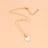 Sweet Simple Style Heart Shape Stainless Steel Plating Inlay Shell Zircon 18k Gold Plated Earrings Necklace sku image 4