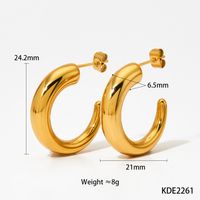 1 Pair Elegant Simple Style Classic Style C Shape Polishing Plating 304 Stainless Steel 16K Gold Plated White Gold Plated Gold Plated Ear Studs sku image 1