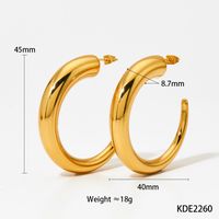 1 Pair Elegant Simple Style Classic Style C Shape Polishing Plating 304 Stainless Steel 16K Gold Plated White Gold Plated Gold Plated Ear Studs sku image 2