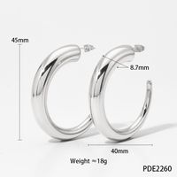 1 Pair Elegant Simple Style Classic Style C Shape Polishing Plating 304 Stainless Steel 16K Gold Plated White Gold Plated Gold Plated Ear Studs sku image 3