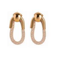 1 Pair Simple Style Commute Oval Plating Artificial Crystal Metal Gold Plated Drop Earrings main image 5