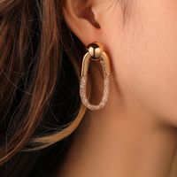1 Pair Simple Style Commute Oval Plating Artificial Crystal Metal Gold Plated Drop Earrings main image 1