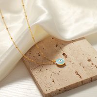 Casual Simple Style Commute Eye Titanium Steel Enamel Plating 18k Gold Plated Pendant Necklace main image 4