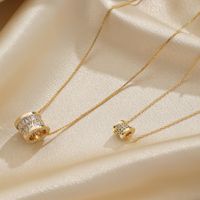 Elegant Simple Style Round Copper Plating Inlay Zircon 14k Gold Plated Necklace main image 6