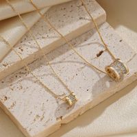 Elegant Simple Style Round Copper Plating Inlay Zircon 14k Gold Plated Necklace main image 4