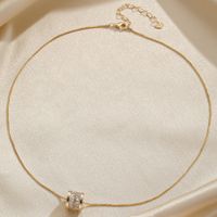 Elegant Simple Style Round Copper Plating Inlay Zircon 14k Gold Plated Necklace main image 7