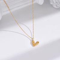 304 Stainless Steel 14K Gold Plated Simple Style Classic Style Polishing Plating Heart Shape Pendant Necklace main image 4