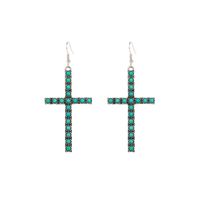 1 Pair Elegant Cross Oval Plating Inlay Alloy Turquoise Silver Plated Ear Hook main image 3
