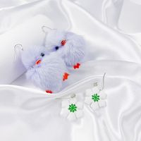 2 Pairs Cute Simple Style Animal Snowflake Imitation Fur Drop Earrings main image 4