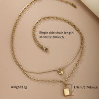 304 Stainless Steel 18K Gold Plated XUPING Streetwear Plating Heart Shape Lock Layered Necklaces main image 2
