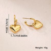 1 Pair French Style Simple Style Heart Shape Stainless Steel 18K Gold Plated Drop Earrings main image 2