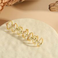 Vintage Style Simple Style Commute Leaves Copper Plating Inlay Zircon 14k Gold Plated Open Rings main image 3