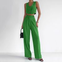 Du Quotidien Femmes Décontractée Élégant Couleur Unie Coton Poche Ensembles De Pantalons Ensembles De Pantalons main image 4