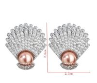 1 Pair Lady Shell Plating Inlay Copper Artificial Pearls Zircon White Gold Plated Ear Studs main image 2