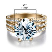Casual Glam Round Sterling Silver Gra Inlay Moissanite Rings main image 2
