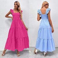 Women's Regular Dress Elegant Square Neck Backless Sleeveless Solid Color Maxi Long Dress Daily main image 1