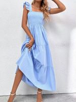 Women's Regular Dress Elegant Square Neck Backless Sleeveless Solid Color Maxi Long Dress Daily main image 2