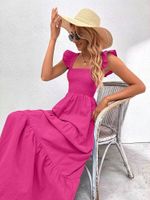 Women's Regular Dress Elegant Square Neck Backless Sleeveless Solid Color Maxi Long Dress Daily main image 4