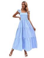 Women's Regular Dress Elegant Square Neck Backless Sleeveless Solid Color Maxi Long Dress Daily main image 3