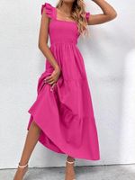 Women's Regular Dress Elegant Square Neck Backless Sleeveless Solid Color Maxi Long Dress Daily main image 5