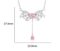 Simple Style Tassel Bow Knot Sterling Silver Inlay Zircon Pendant Necklace main image 2