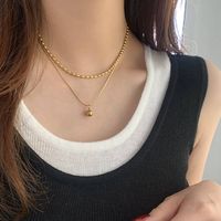 Simple Style Commute Ball Titanium Steel Polishing Plating Gold Plated Double Layer Necklaces main image 1