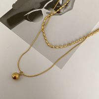 Einfacher Stil Pendeln Ball Titan Stahl Polieren Überzug Vergoldet Doppellagige Halsketten main image 5