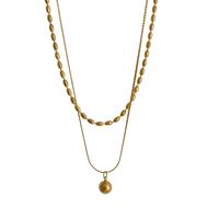 Simple Style Commute Ball Titanium Steel Polishing Plating Gold Plated Double Layer Necklaces main image 6