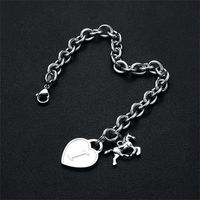 Casual Classic Style Letter Heart Shape Horse 304 Stainless Steel Bracelets In Bulk main image 5
