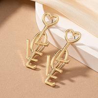 1 Pair Romantic Letter Heart Shape Plating Alloy Ferroalloy 14k Gold Plated Drop Earrings main image 3