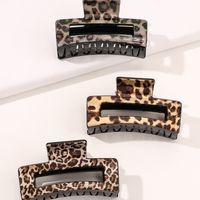 Frau Einfacher Stil Pendeln Leopard Kunststoff Aushöhlen Haarkrallen main image 1