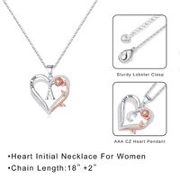 Romantic Letter Heart Shape Rose Stainless Steel Copper Plating Inlay Zircon 14k Gold Plated Pendant Necklace main image 2