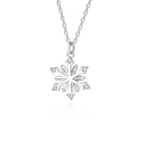 Elegante Estilo Simple Copo De Nieve Plata Esterlina Enchapado Embutido Circón Collar Colgante sku image 1