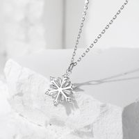 Elegant Simple Style Snowflake Sterling Silver Plating Inlay Zircon Pendant Necklace main image video