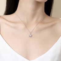 Elegant Simple Style Snowflake Sterling Silver Plating Inlay Zircon Pendant Necklace main image 3