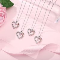 Romantic Letter Heart Shape Rose Stainless Steel Copper Plating Inlay Zircon 14k Gold Plated Pendant Necklace main image 1