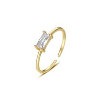 Simple Style Rectangle Silver Plating Inlay Zircon Open Ring 1 Piece sku image 5