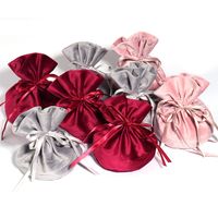 Elegant Solid Color Flocking Cloth Jewelry Packaging Bags main image 1